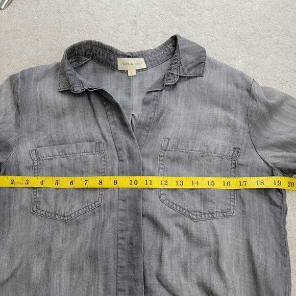 Anthropologie Cloth & Stone Button Shirt - Gray - SUPER SOFT Size S - Picture 8 of 12